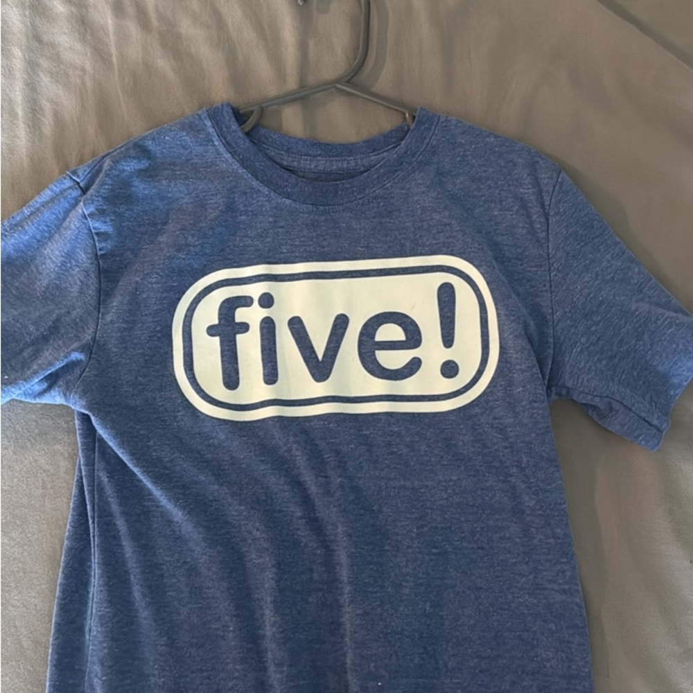 Heathered Blue Short Sleeve Tee with Bold Graphic